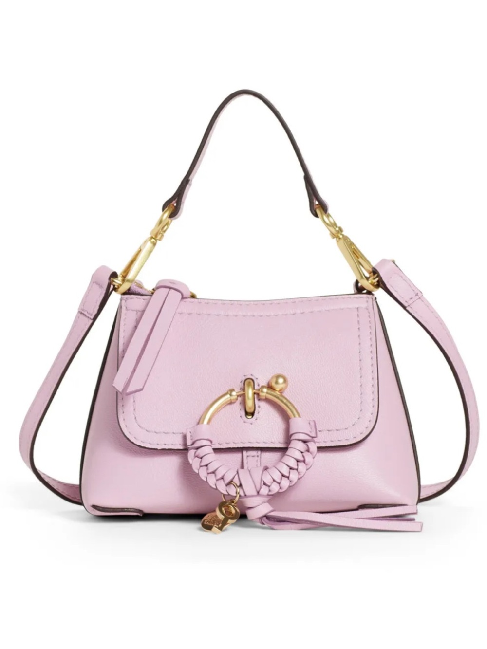 Pink Leather See by Chloé Joan Mini Crossbody Bag with Braided Ring Accent